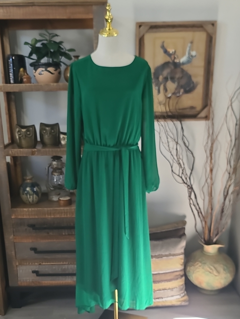 Sweet Salt Elegant Green Long Sleeve Maxi Dress